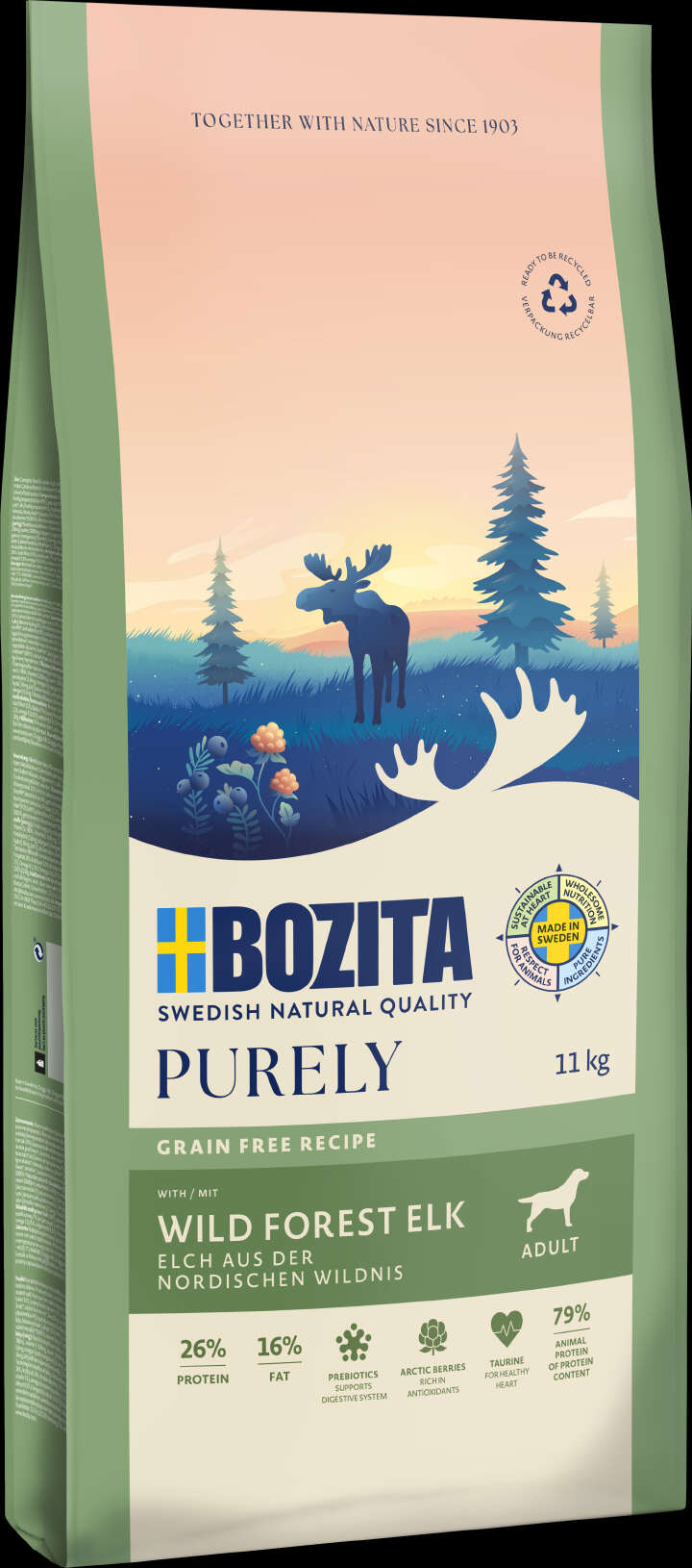 BOZITA Hunde-Trockenfutter Purely Adult Elch